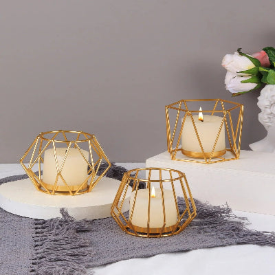 Bougeoir doré Élégance géométrique trois styles décoration