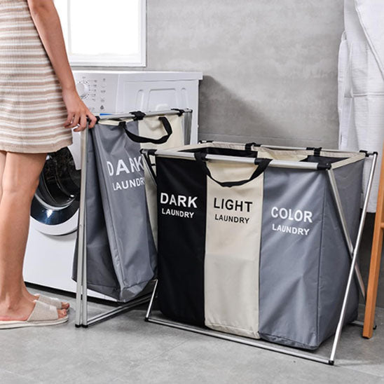 panier rangement posé côté lave linge dans buanderie