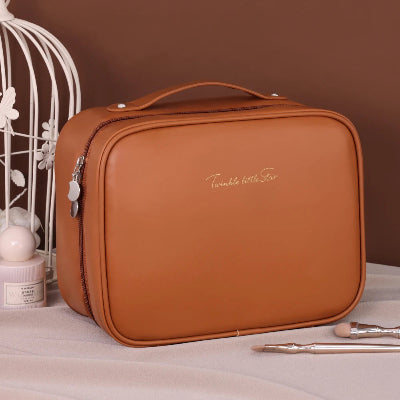Trousse maquillage - OrganizeBeauty - Rangement innovant - Couleur marron  - fermée
