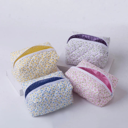 Trousse maquillage - fleurie Vintage - rangement innovant - quatre couleurs - ouvertes