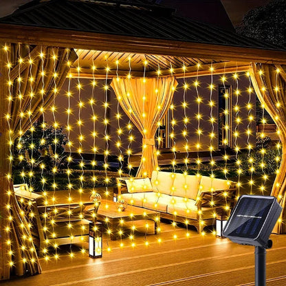 Guirlande solaire Écolight lumière chaude décoration tonnelle meublée canapés