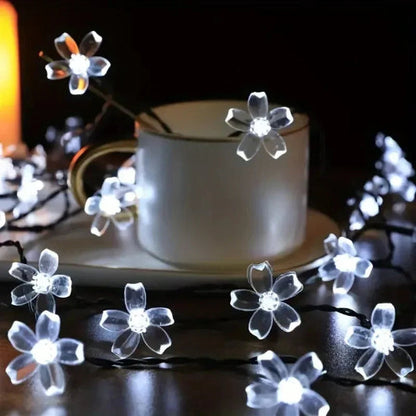 guirlande solaire extérieur illumination féerique lumière blanche froide décoration sur table noire