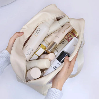 Trousse de toilette - Transparente Voyage - beige - ouverte - Rangement innovant