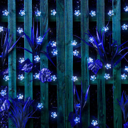 guirlande solaire extérieur illumination féerique lumière bleue décoration barrière jardin