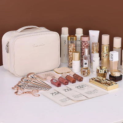 Trousse maquillage - OrganizeBeauty - Rangement innovant - Couleur blanche  - pouvant contenir de nombreux produits