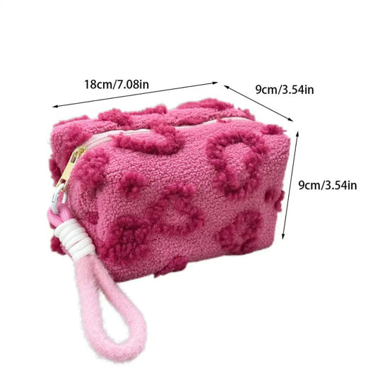 Trousse maquillage - Élégance Nori - rose foncé avec dimensions indiquées - rangement innovant