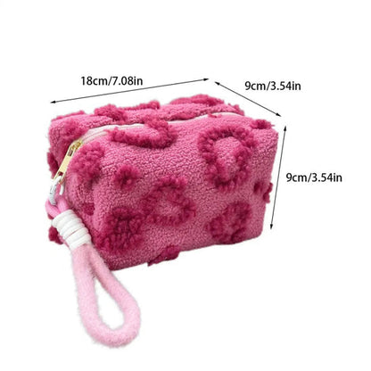 Trousse maquillage - Élégance Nori - rose foncé avec dimensions indiquées - rangement innovant