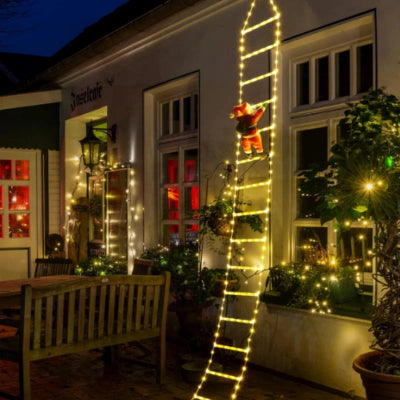 Décoration noël extérieur Féerique lumière chaude père noël escalader le toit maison
