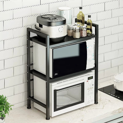 ETAGERE EXTENSIBLE CUISINE placée côté table induction contenant four micro onde cuiseur four électrique