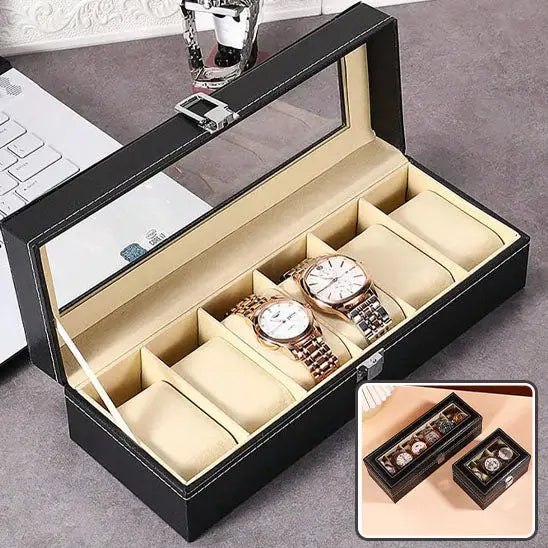 Rangement Bijoux - Boîte à Montre - 2 Unités Noir Velours Crème - Rangement Innovant