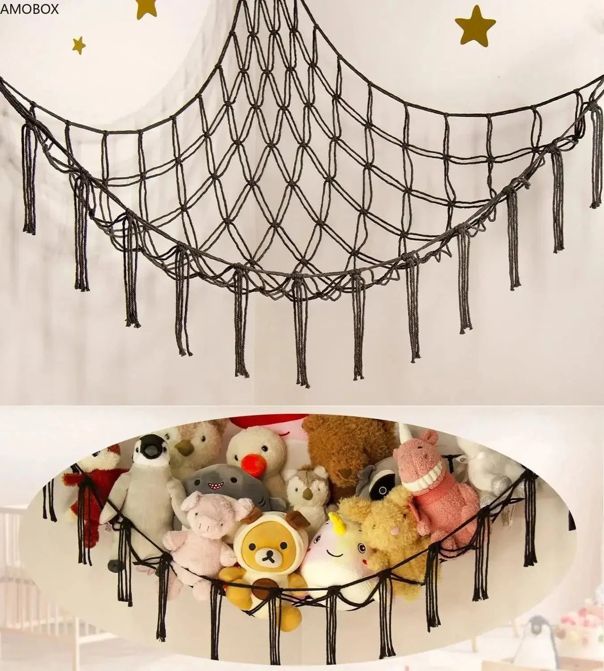 Rangement Chambre Enfant - Range Peluches - StorageHammock™ - Noir - Noir - Rangement Innovant