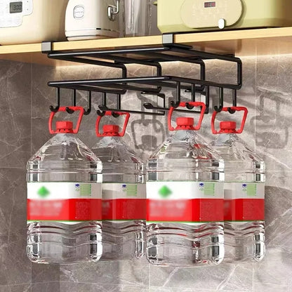 Rangement-cuisine-étagère-innovante-argenté-taille-M-style-quatre-avec-des-bouteilles-accrochées