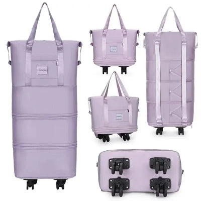 Sac de Voyage - A Roulettes - Ajustable - Violet Claire - Rangement Innovant
