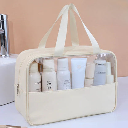 Trousse de toilette - Transparente Voyage - beige - fermée - Rangement innovant