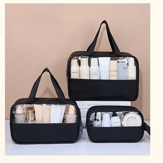 Trousse de toilette - Transparente Voyage - noir - plusieurs fermées - Rangement innovant