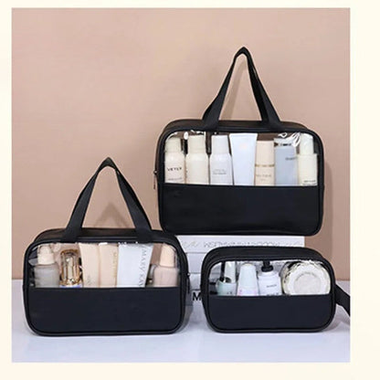 Trousse de toilette - Transparente Voyage - noir - plusieurs fermées - Rangement innovant
