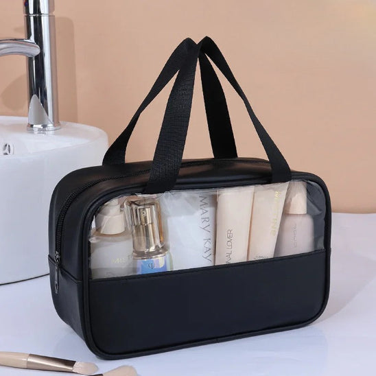 Trousse de toilette - Transparente Voyage - noir - fermée - Rangement innovant