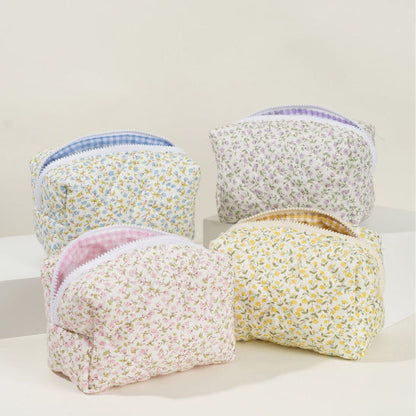 Trousse maquillage - fleurie Vintage - rangement innovant - quatre couleurs - ouvertes regroupées