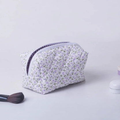 Trousse maquillage - fleurie Vintage - rangement innovant - lavande