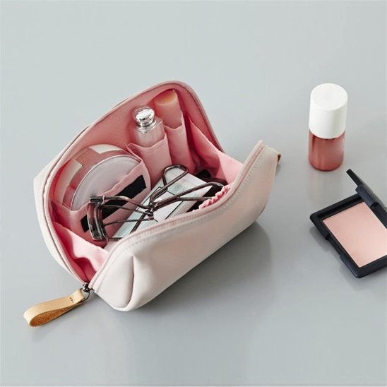 Trousse maquillage - Élégante - Rangement innovant - rose - ouverte
