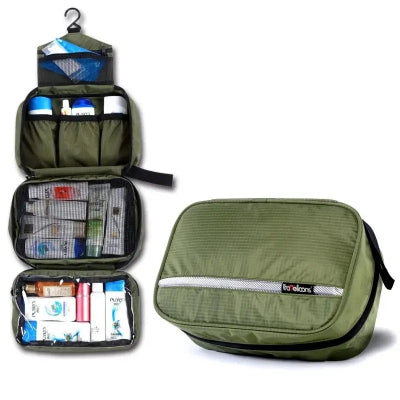 Trousse de toilette - Avec crochet - Vert armée - Rangement Innovant