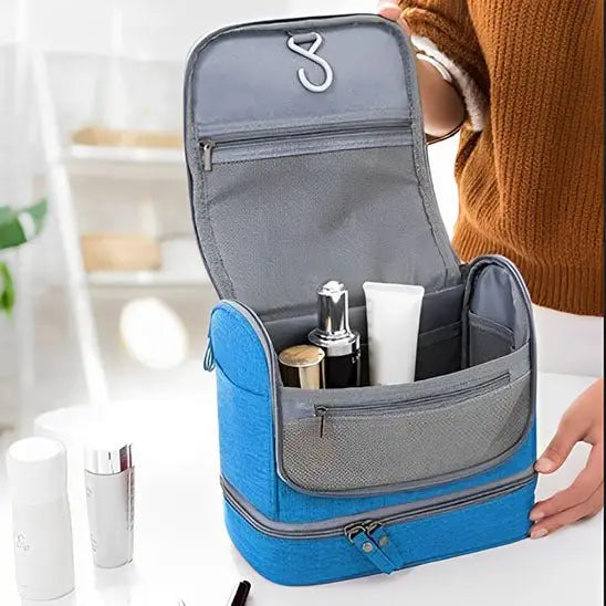 Trousse de Toilette - Compacte - Bleu - Rangement Innovant