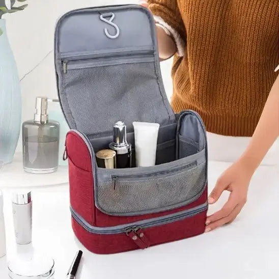 Trousse de Toilette - Compacte - Rouge - Rangement Innovant