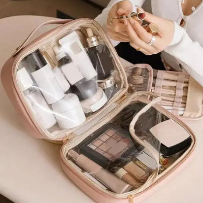 Trousse de toilette femme - polyvalente - Beige - Rangement Innovant