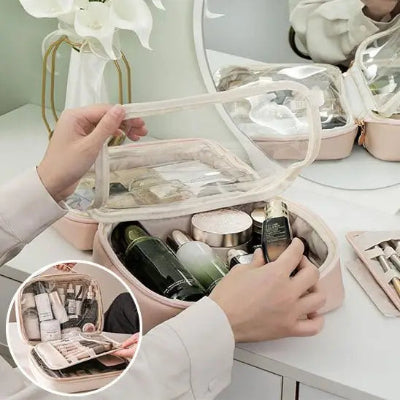 Trousse de toilette femme - polyvalente - Beige - Rangement Innovant
