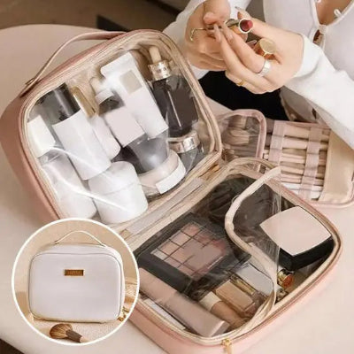 Trousse de toilette femme - polyvalente - Beige - Rangement Innovant